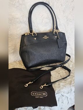 Coach Black Leather Satchel with Gold Hardware